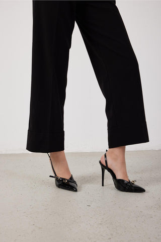 Lani Buckled Stiletto Pump · Black Patent