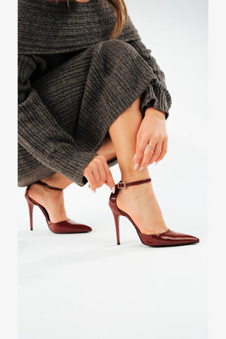 Lorna Bilekten Bantlı İnce Topuk 10 Cm Cherry Stiletto