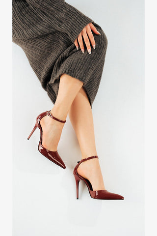 Lorna Bilekten Bantlı İnce Topuk 10 Cm Cherry Stiletto