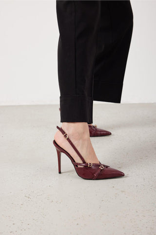 Lani Toka Detaylı İnce Topuk 10 Cm Cherry Stiletto