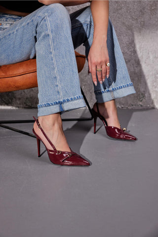 Lani Toka Detaylı İnce Topuk 10 Cm Cherry Stiletto