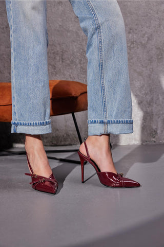 Lani Toka Detaylı İnce Topuk 10 Cm Cherry Stiletto