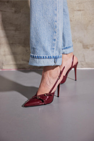 Lani Toka Detaylı İnce Topuk 10 Cm Cherry Stiletto