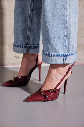 Lani Toka Detaylı İnce Topuk 10 Cm Cherry Stiletto