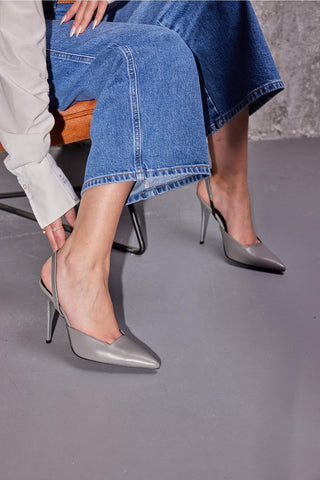 Zuri İnce Topuk 10 Cm Gri Mat Stiletto