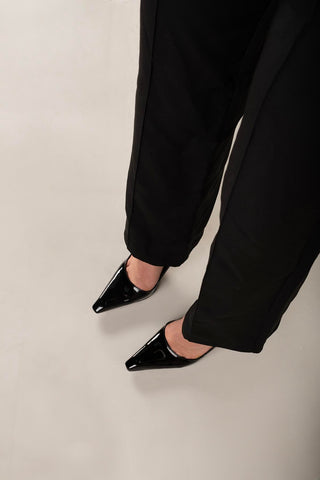 Heyday İnce Topuk 10 Cm Siyah Rugan Stiletto