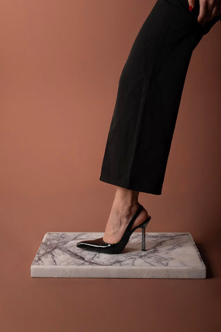 Heyday İnce Topuk 10 Cm Siyah Rugan Stiletto