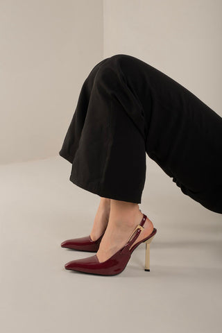 Jade Toka Detaylı İnce Topuk 10 Cm Cherry Stiletto