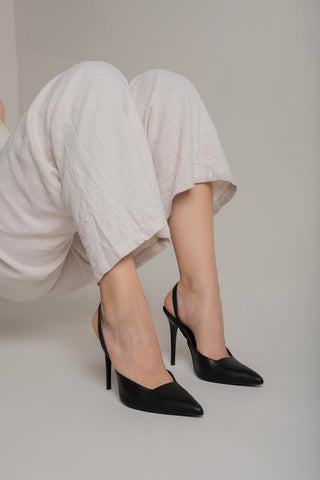 Zuri İnce Topuk 10 Cm Siyah Mat Stiletto