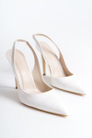 Monica İnce Topuk 10 Cm Beyaz Rugan Stiletto