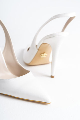 Monica İnce Topuk 10 Cm Beyaz Rugan Stiletto