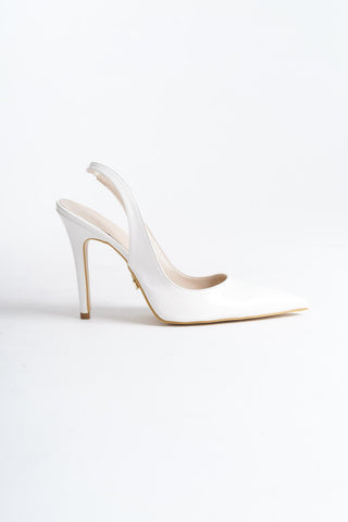Monica İnce Topuk 10 Cm Beyaz Rugan Stiletto