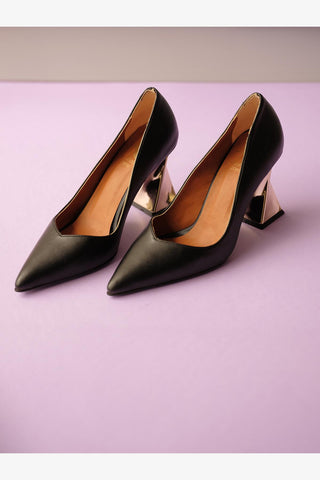 Empire Kalın Topuk 8 Cm Siyah Mat Stiletto