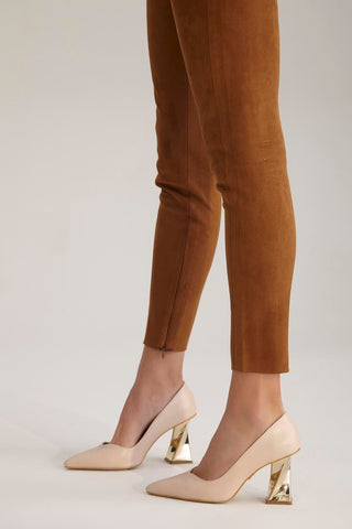 Empire Kalın Topuk 8 Cm Nude Mat Stiletto