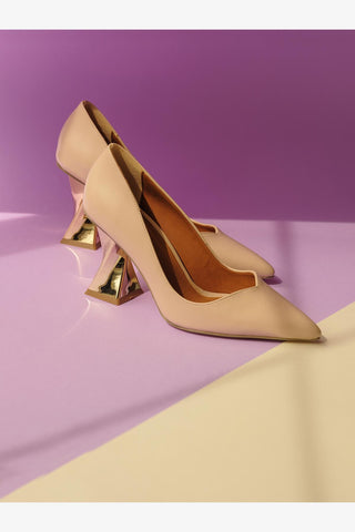 Empire Kalın Topuk 8 Cm Nude Mat Stiletto