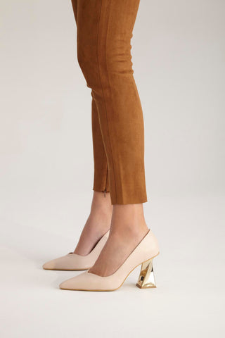 Empire Kalın Topuk 8 Cm Nude Mat Stiletto