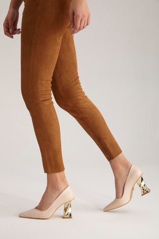 Empire Kalın Topuk 8 Cm Nude Mat Stiletto