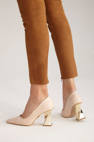 Empire Kalın Topuk 8 Cm Nude Mat Stiletto