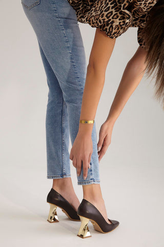 Empire Kalın Topuk 8 Cm Kahverengi Mat Stiletto