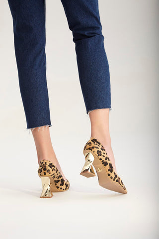 Empire Kalın Topuk 8 Cm Leopar Stiletto