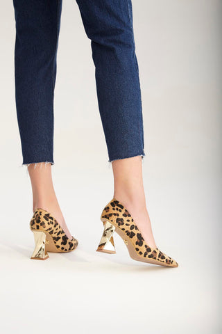 Empire Kalın Topuk 8 Cm Leopar Stiletto