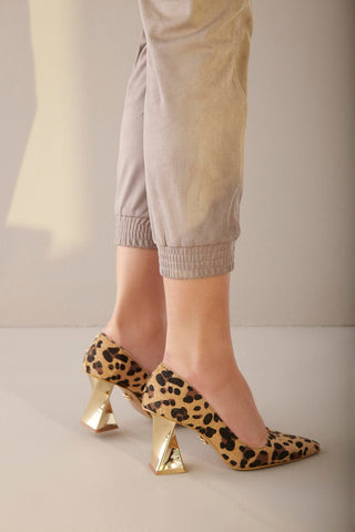 Empire Kalın Topuk 8 Cm Leopar Stiletto