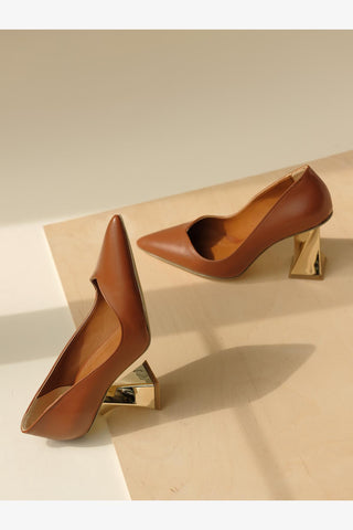 Empire Kalın Topuk 8 Cm Taba Mat Stiletto