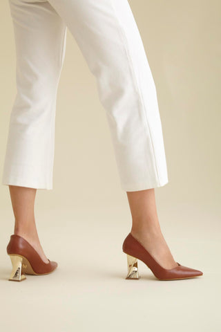 Empire Kalın Topuk 8 Cm Taba Mat Stiletto