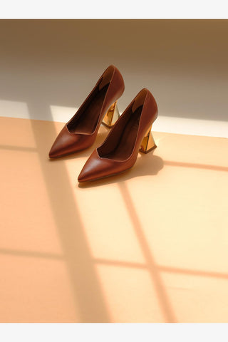 Empire Kalın Topuk 8 Cm Taba Mat Stiletto