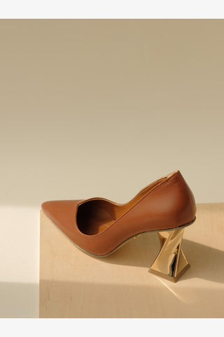 Empire Kalın Topuk 8 Cm Taba Mat Stiletto