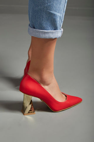 Empire Kalın Topuk 8 Cm Kırmızı Mat Stiletto