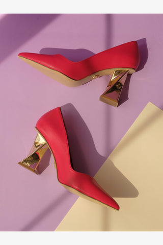 Empire Kalın Topuk 8 Cm Kırmızı Mat Stiletto