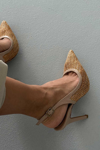 Echo İnce Topuk 10 Cm Hasır Bej Stiletto