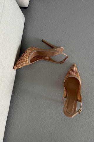 Echo İnce Topuk 10 Cm Hasır Bej Stiletto