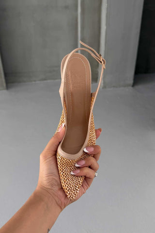 Echo İnce Topuk 10 Cm Hasır Bej Stiletto
