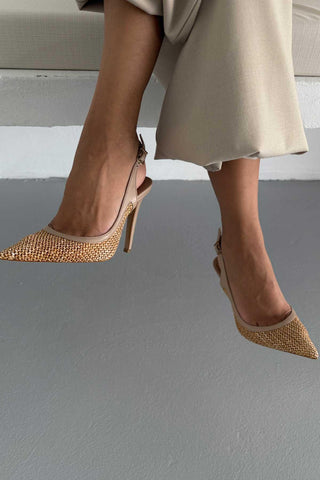 Echo İnce Topuk 10 Cm Hasır Bej Stiletto