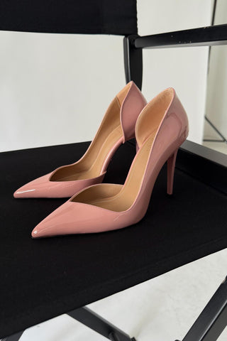 Swag İnce Topuk 10 Cm Pudra Rugan Stiletto