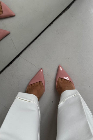 Swag İnce Topuk 10 Cm Pudra Rugan Stiletto