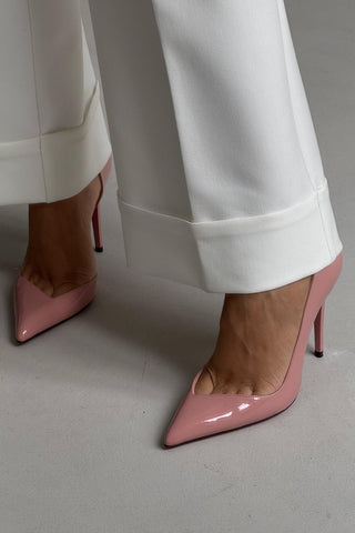Swag İnce Topuk 10 Cm Pudra Rugan Stiletto