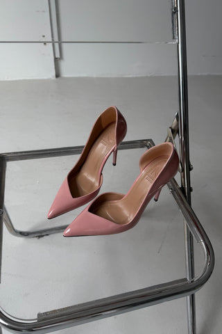 Swag İnce Topuk 10 Cm Pudra Rugan Stiletto