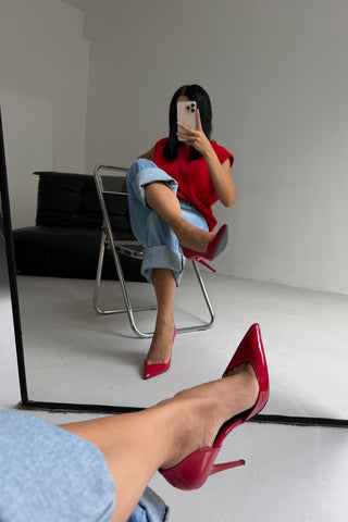 Swag İnce Topuk 10 Cm Kırmızı Rugan Stiletto