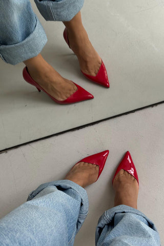 Swag İnce Topuk 10 Cm Kırmızı Rugan Stiletto