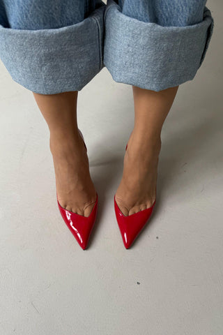 Swag İnce Topuk 10 Cm Kırmızı Rugan Stiletto