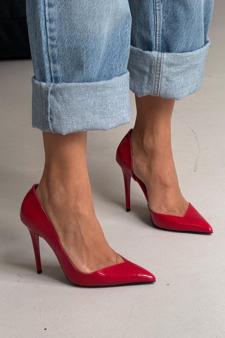 Swag İnce Topuk 10 Cm Kırmızı Rugan Stiletto