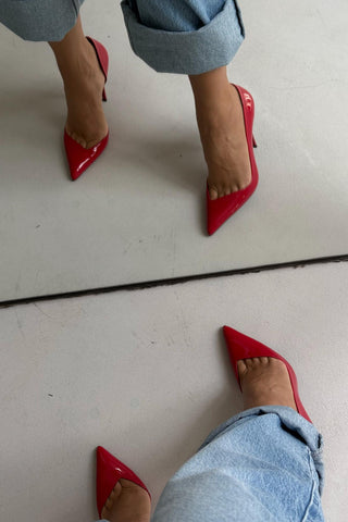 Swag İnce Topuk 10 Cm Kırmızı Rugan Stiletto