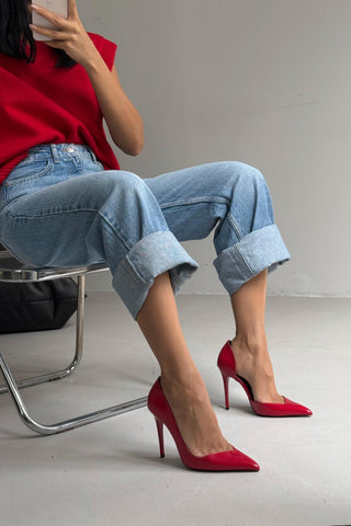 Swag İnce Topuk 10 Cm Kırmızı Rugan Stiletto
