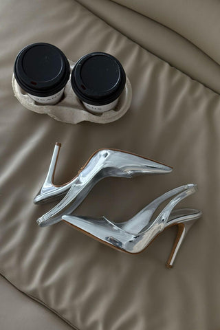 Monica İnce Topuk 10 Cm Gümüş Stiletto