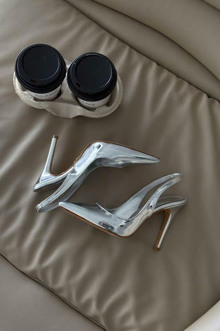 Monica İnce Topuk 10 Cm Gümüş Stiletto