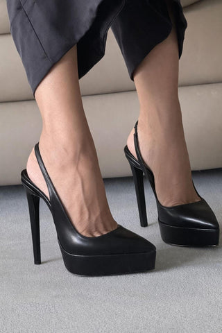 Flex İnce Topuk 13 Cm Siyah Mat Platform