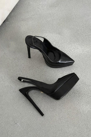 Flex İnce Topuk 13 Cm Siyah Mat Platform